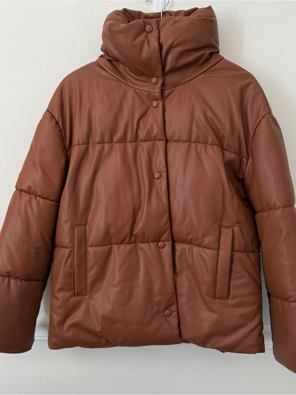 bagatelle women’s faux leather Brown Puffer Jacket